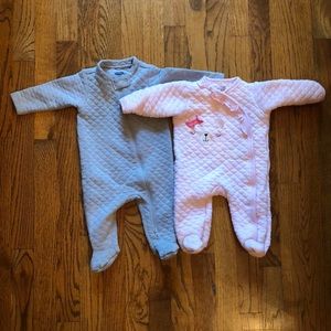 2 Quilted footed sleepers